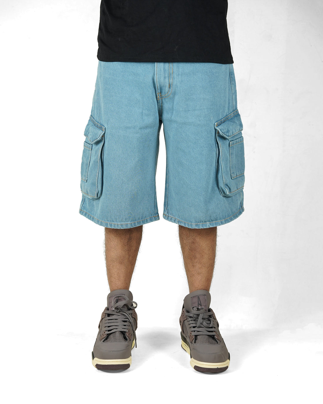 Light Blue Denim 9 pocket baggy shorts from BLISS