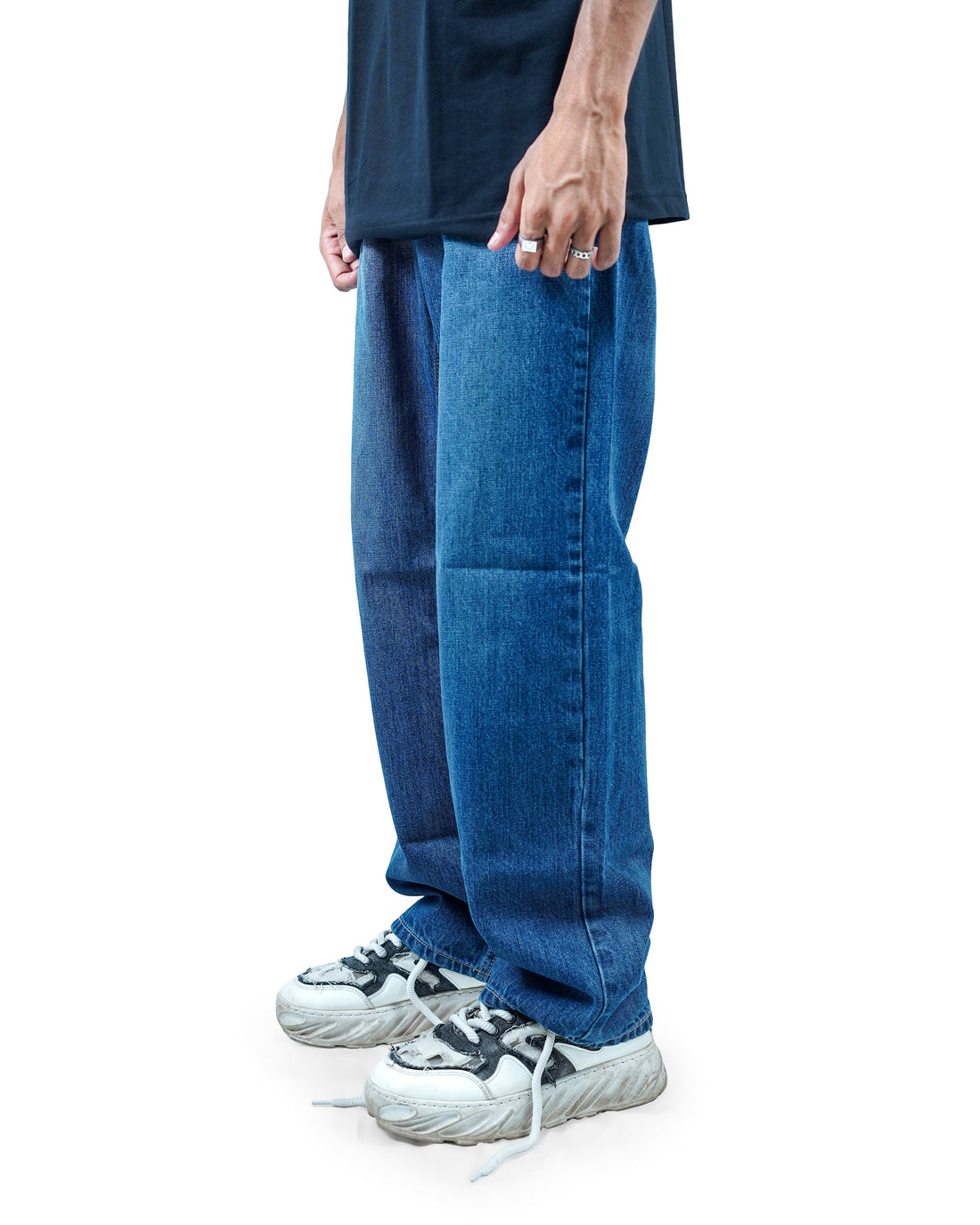 Bluverse denim 5 pocket straight fit baggy full pant from BLISS