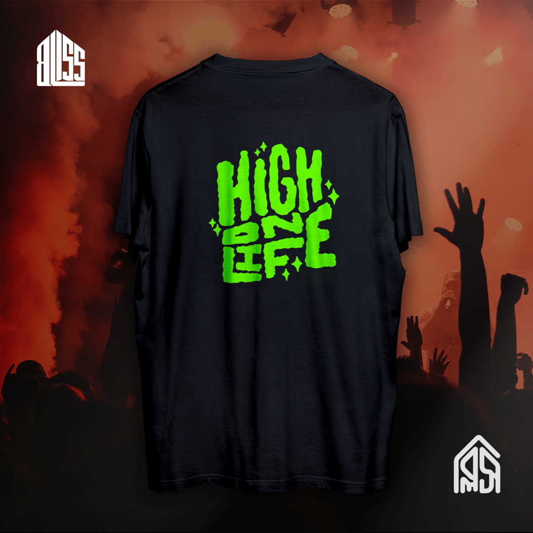 High on Life black printed half sleeve t-shirt from BLISS