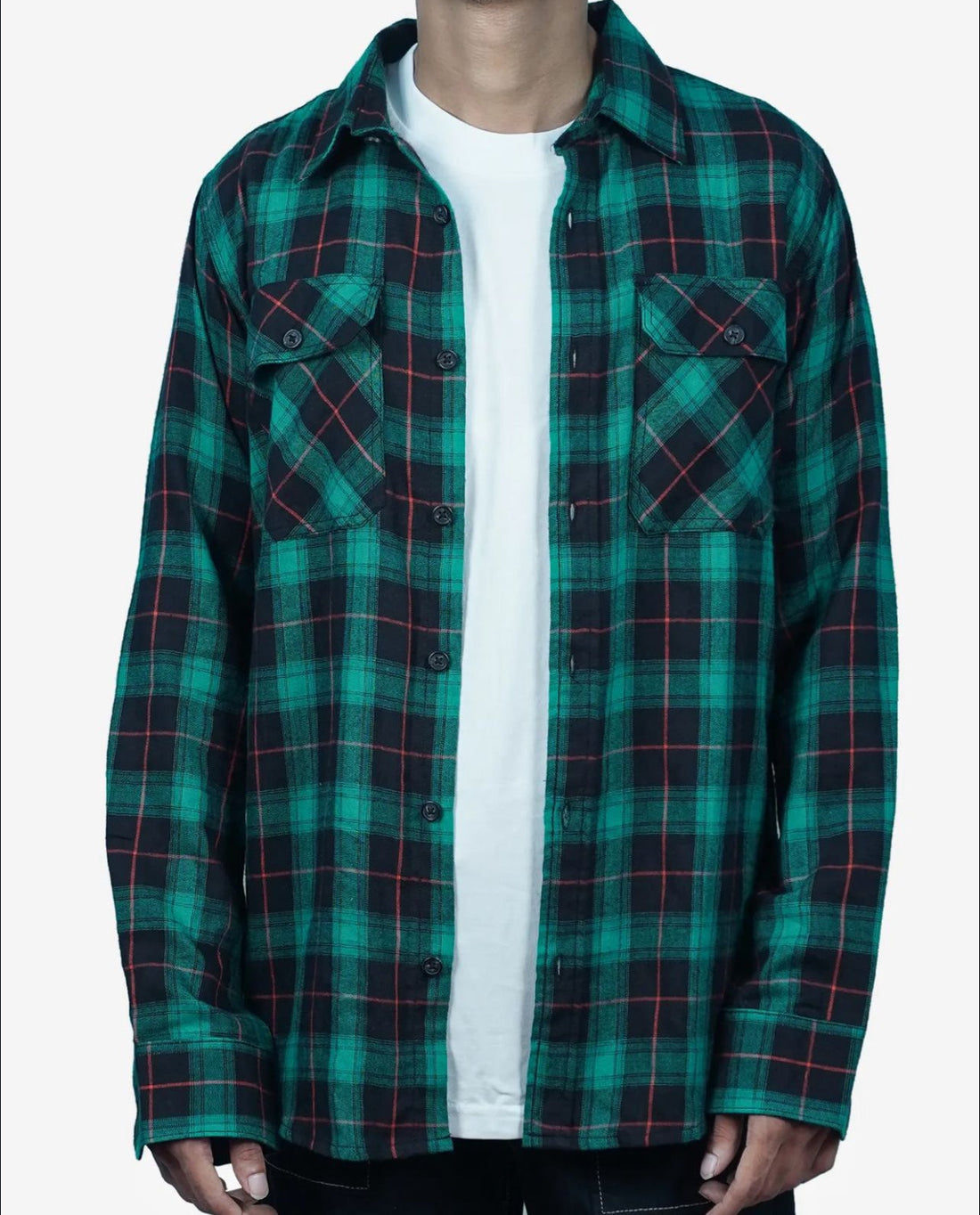 Green and black summer flannel shirt from BLISS