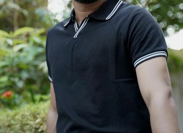 Black Cuban polo half sleeve shirt from BLISS