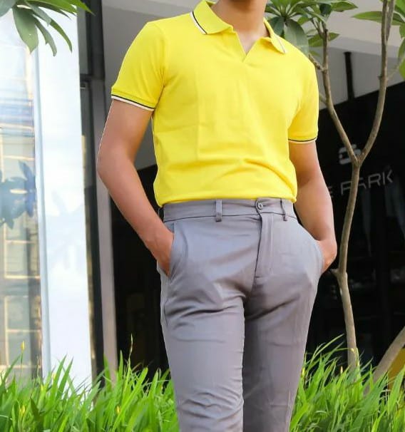 Yellow Cuban polo half sleeve shirt from BLISS