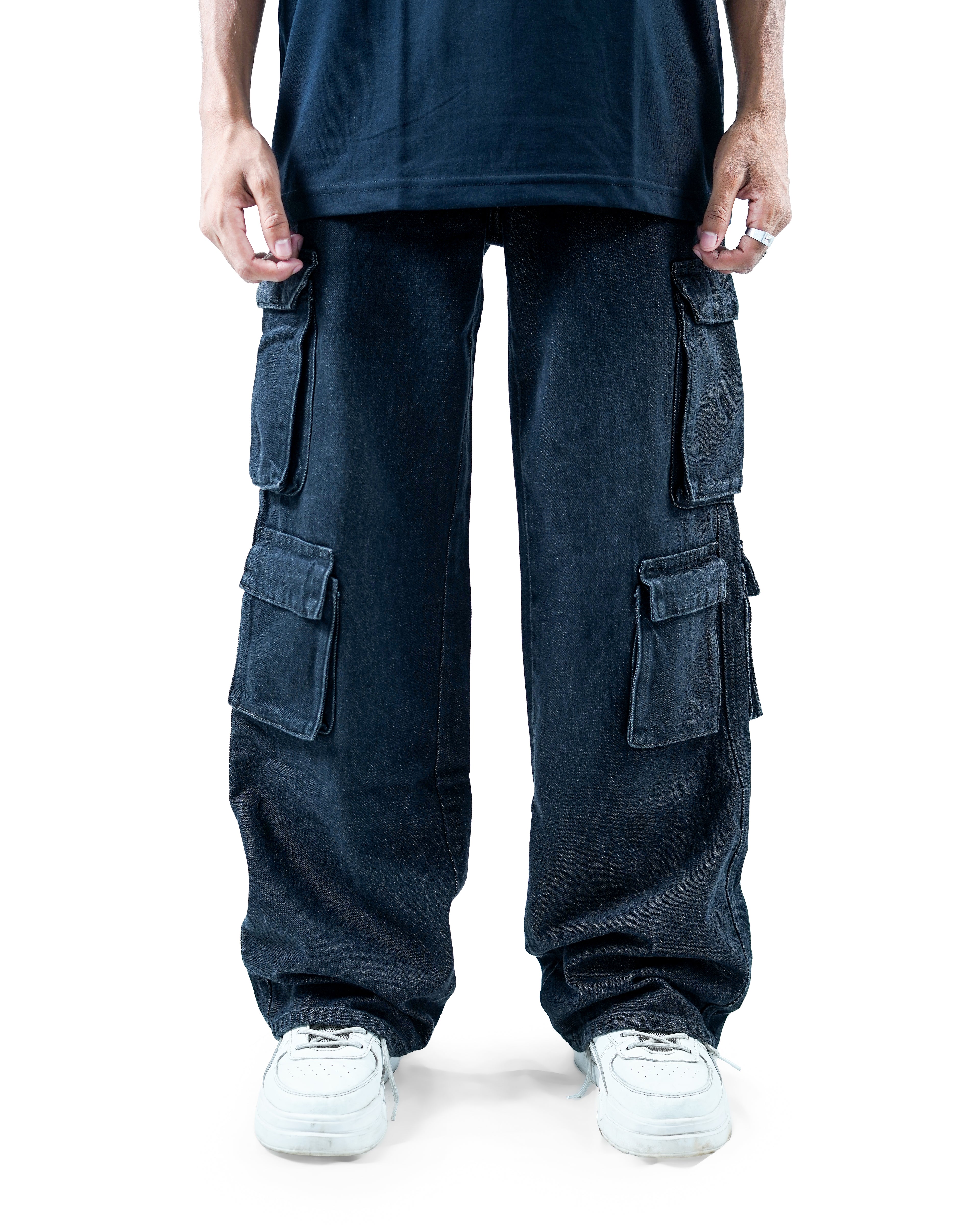 Black Denim 10 Pocket - Baggy Full Pant