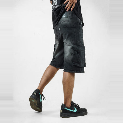 Black Brush Denim 9 Pocket - Baggy Shorts 1:1