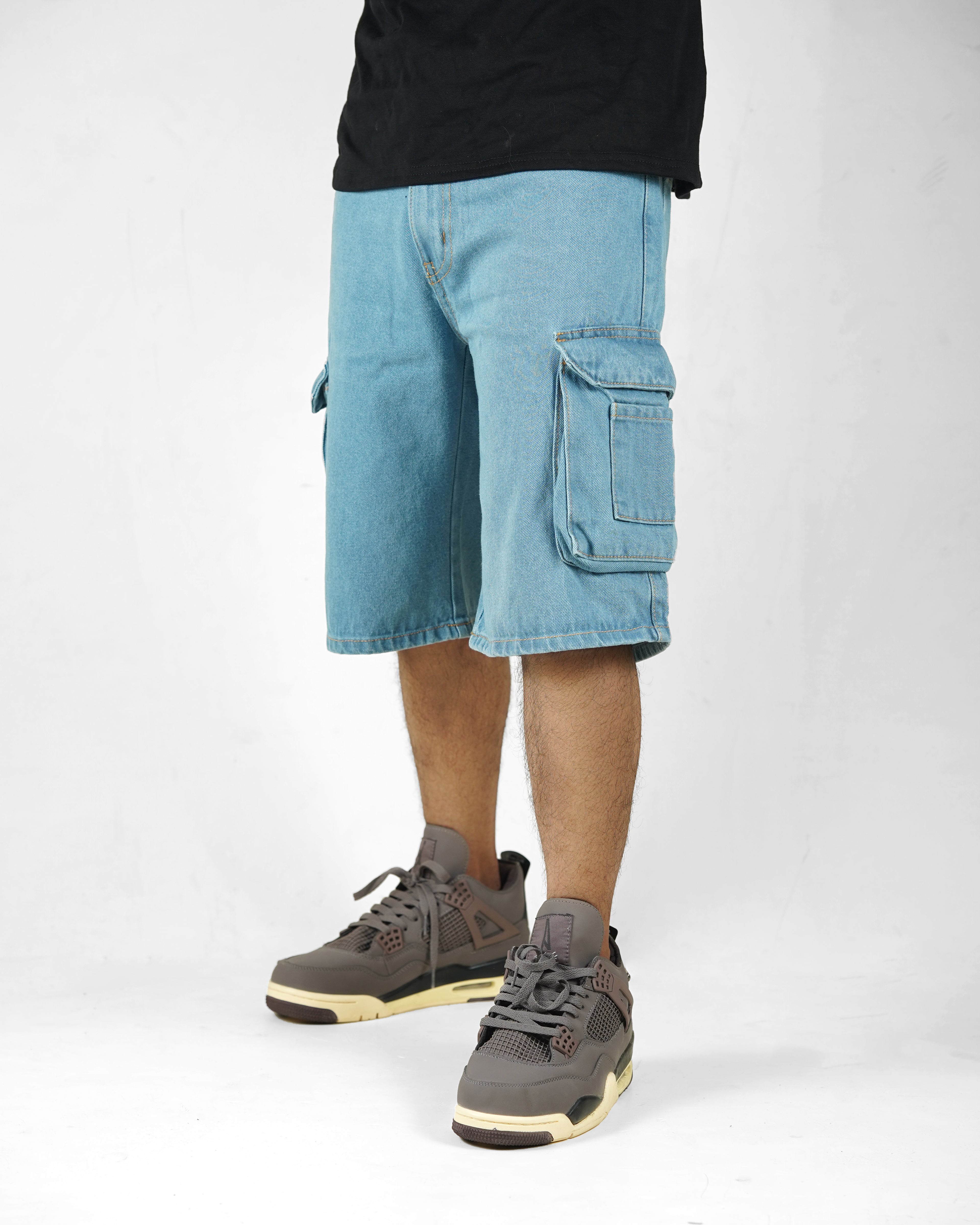 Light Blue Denim 9 Pocket - Baggy Shorts