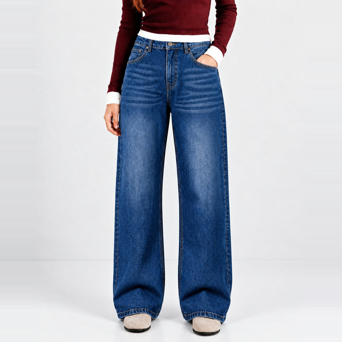Neptune Denim 5 Pocket - Straight Fit Baggy Full Pant 1:1