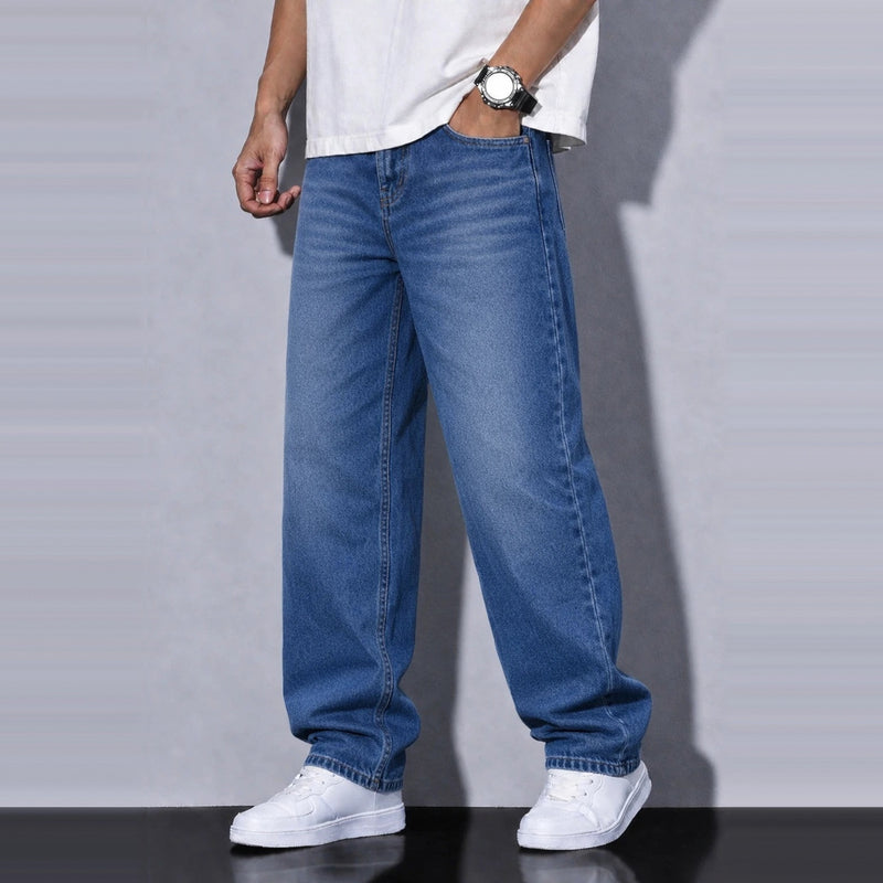 Frosteal Denim 5 Pocket - Straight Fit Baggy Full Pant - 2 Model Front