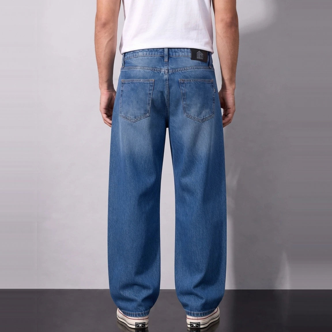 Frosteal Denim 5 Pocket - Straight Fit Baggy Full Pant - 3 Model Back