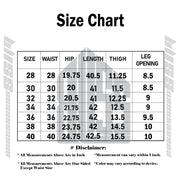 Frosteal Denim 5 Pocket - Straight Fit Baggy Full Pant - 6 Size Chart