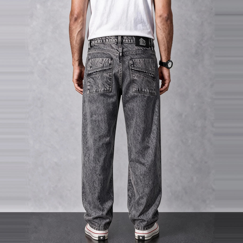 Midnight Bleach Baggy Denim 5 Pocket - Baggy Full Pant - 3 Model Back