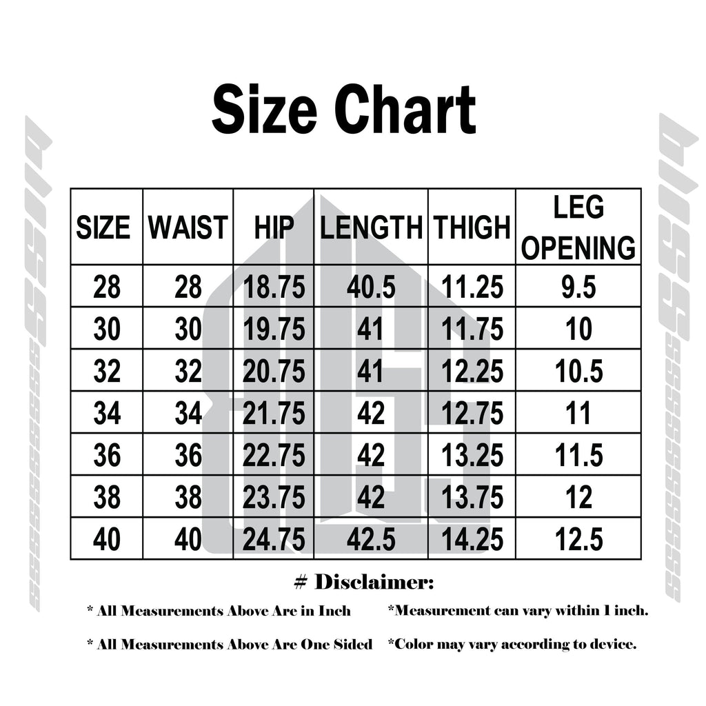 Midnight Bleach Baggy Denim 5 Pocket - Baggy Full Pant - 6 Size Chart