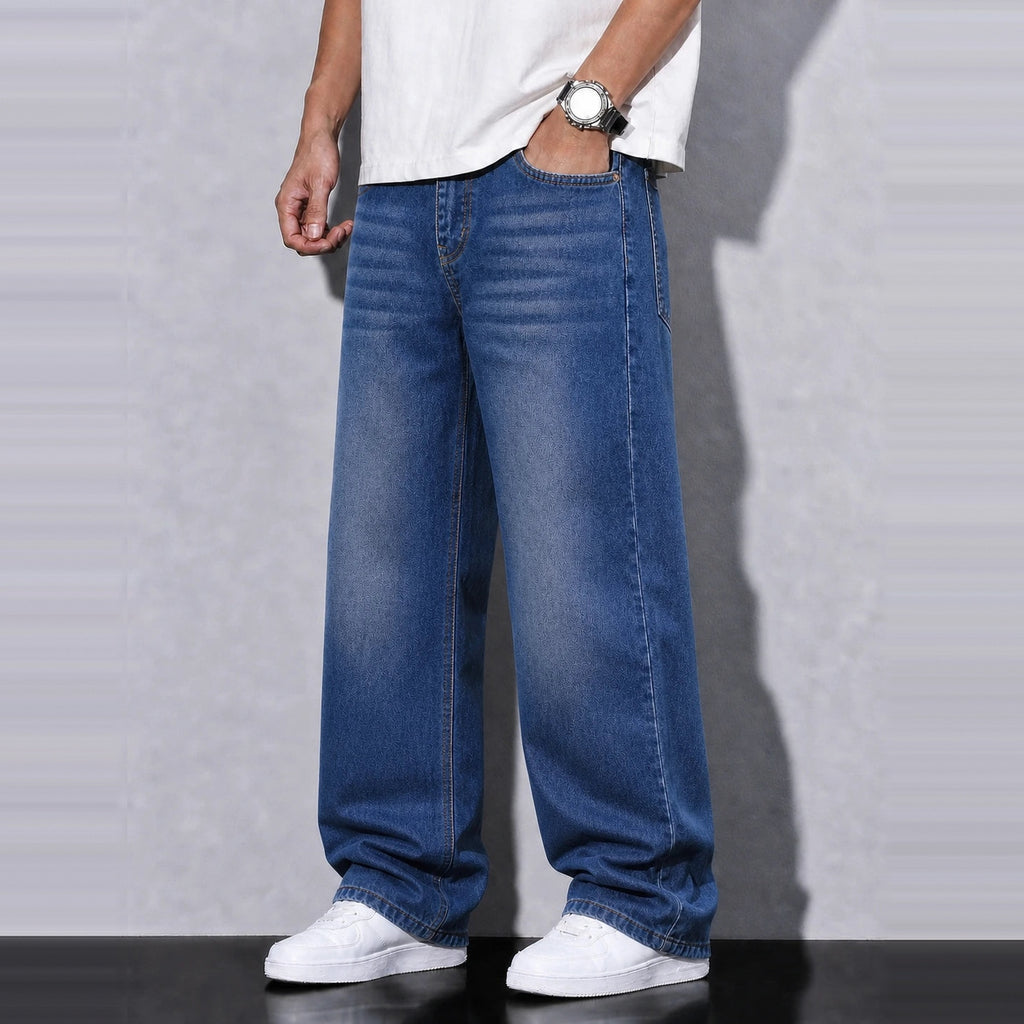 Neptune Denim 5 Pocket - Straight Fit Baggy Full Pant - 2 Model Front