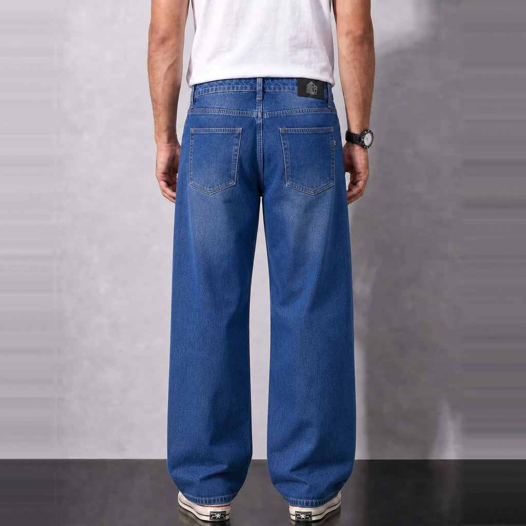 Neptune Denim 5 Pocket - Straight Fit Baggy Full Pant - 3 Model Back