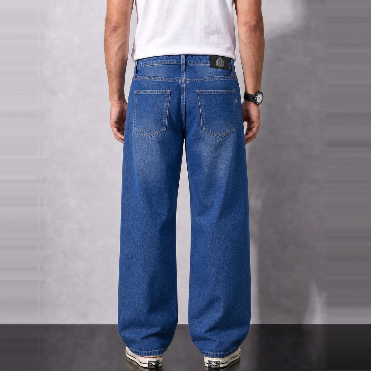 Neptune Denim 5 Pocket - Straight Fit Baggy Full Pant - 3 Model Back