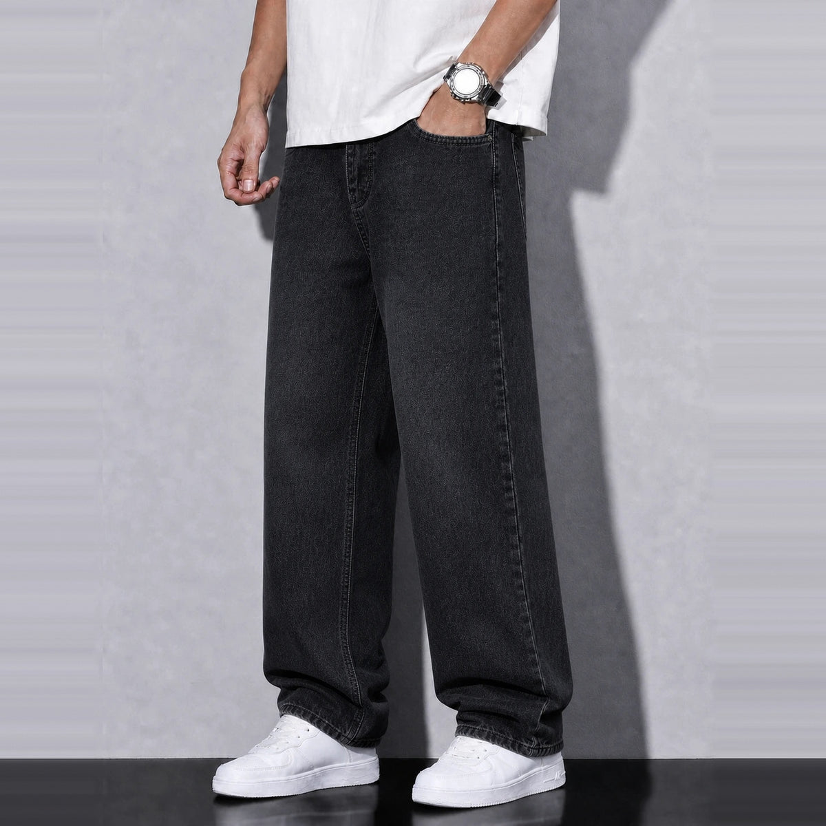 Obscuro Denim 5 Pocket - Straight Fit Baggy Full Pant - 1:1 Square Shot 2