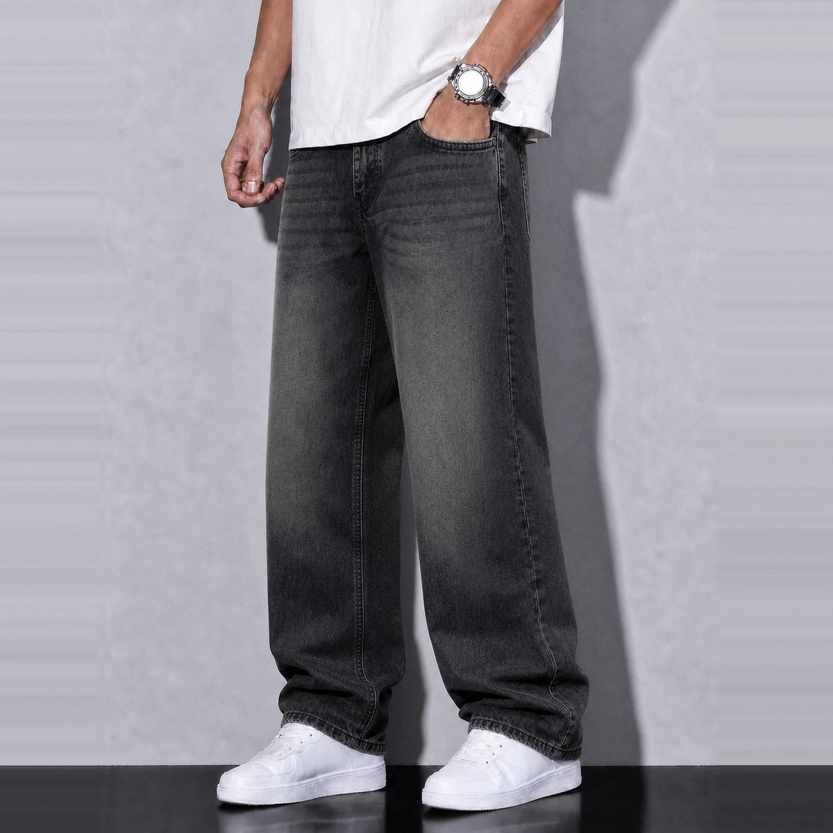 Smokenite Denim 5 Pocket - Straight Fit Baggy Full Pant - 1:1 Square Shot 2
