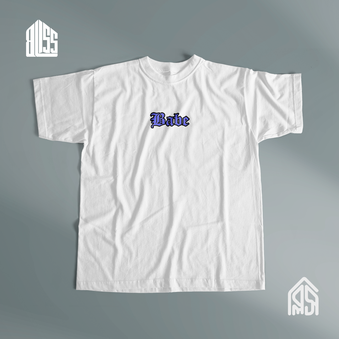 Babe White Printed Half Sleeve T-Shirt – BLISS Clothing